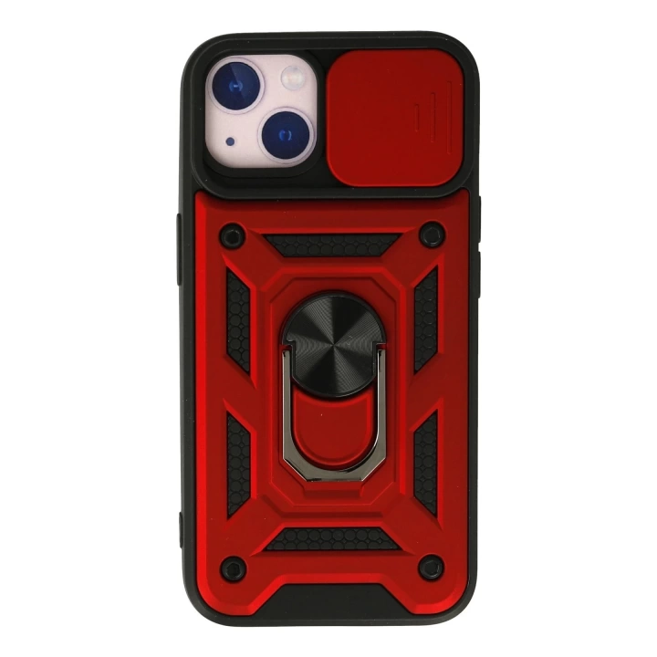 BFS  iPhone 13 Kılıf Pars Lens Yüzüklü Silikon - Kırmızı