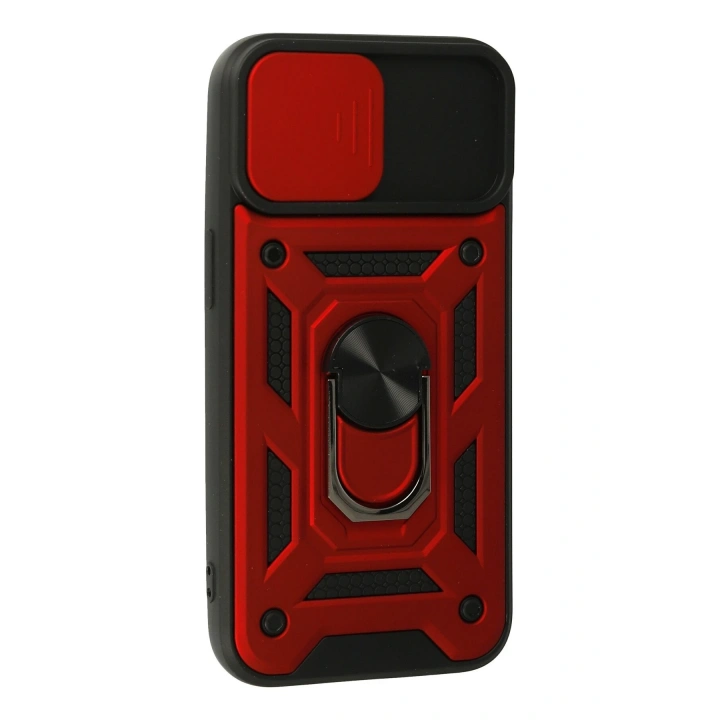 BFS  iPhone 13 Kılıf Pars Lens Yüzüklü Silikon - Kırmızı