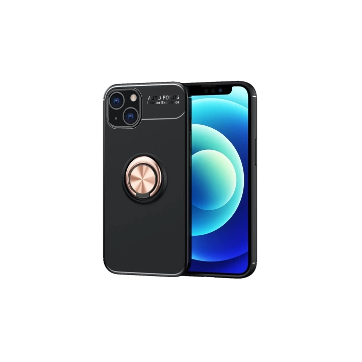 BFS iPhone 13 Kılıf Range Yüzüklü Silikon - Siyah-Gold