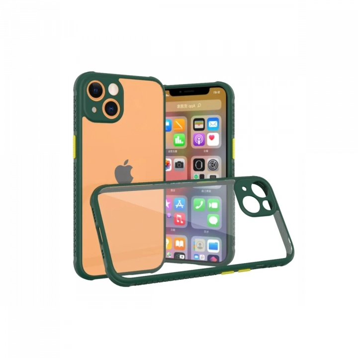 BFS  iPhone 13 Mini Kılıf Miami Şeffaf Silikon - Koyu Yeşil