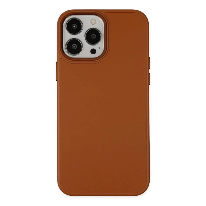 BFS  iPhone 13 Pro Kılıf Asya Deri Silikon - Kahverengi