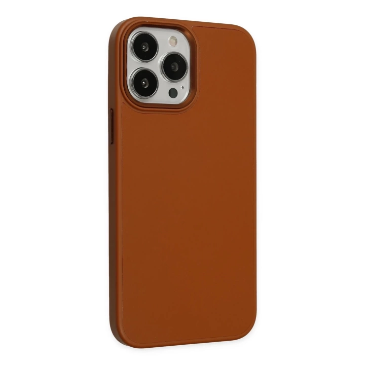 BFS  iPhone 13 Pro Kılıf Asya Deri Silikon - Kahverengi