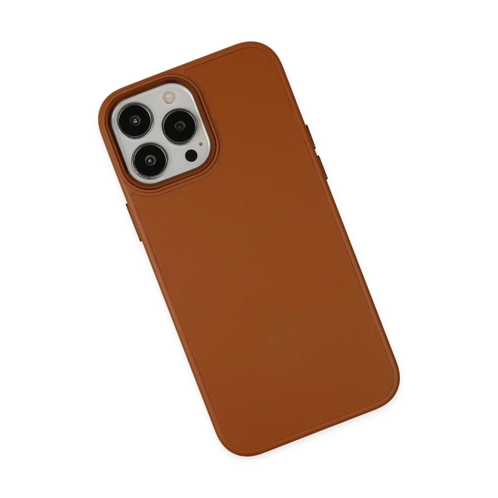 BFS  iPhone 13 Pro Kılıf Asya Deri Silikon - Kahverengi