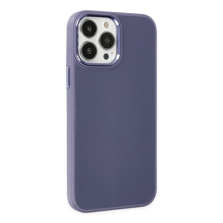 BFS  iPhone 13 Pro Kılıf Asya Deri Silikon - Mor