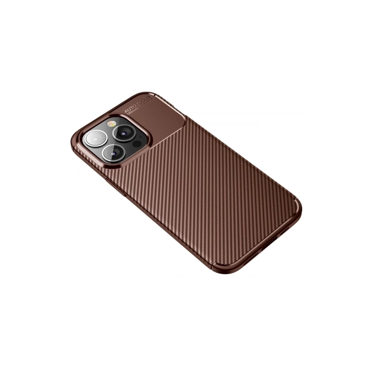 BFS  iPhone 13 Pro Kılıf Auto Focus Karbon Kapak - Kahverengi