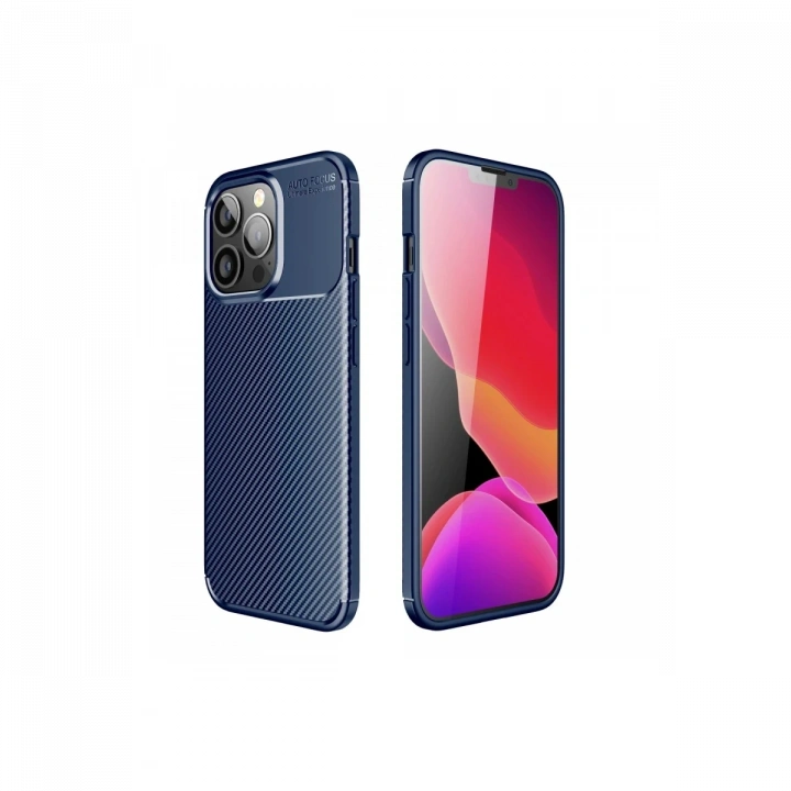BFS  iPhone 13 Pro Kılıf Auto Focus Karbon Kapak - Lacivert