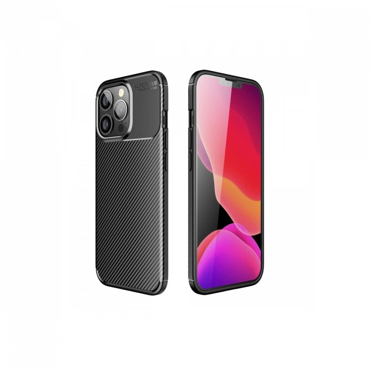 BFS  iPhone 13 Pro Kılıf Auto Focus Karbon Kapak - Siyah