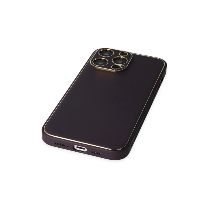 BFS  iPhone 13 Pro Kılıf Coco Deri Silikon Kapak - Derin Mor