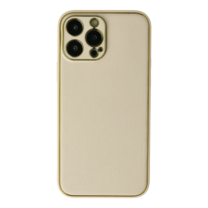 BFS  iPhone 13 Pro Kılıf Coco Deri Silikon Kapak - Gold