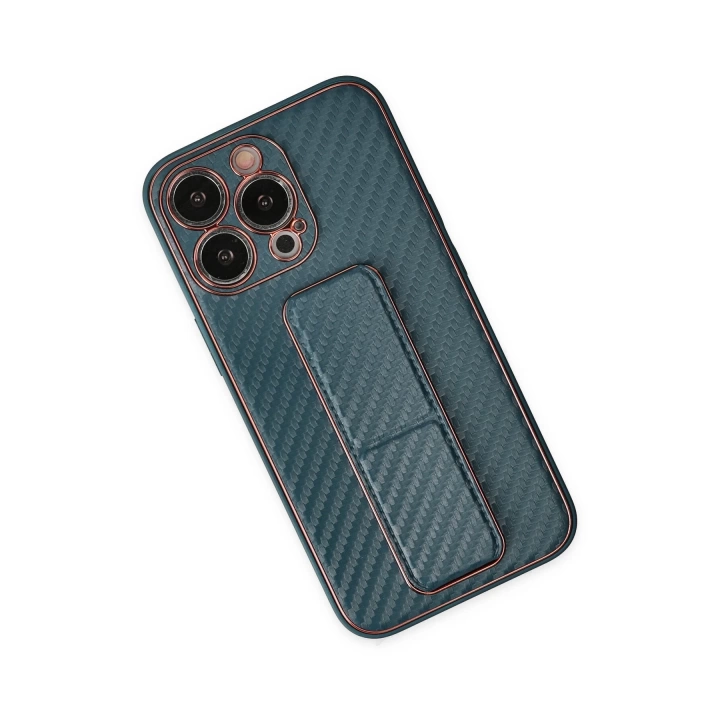 BFS  iPhone 13 Pro Kılıf Coco Karbon Standlı Kapak - Lacivert