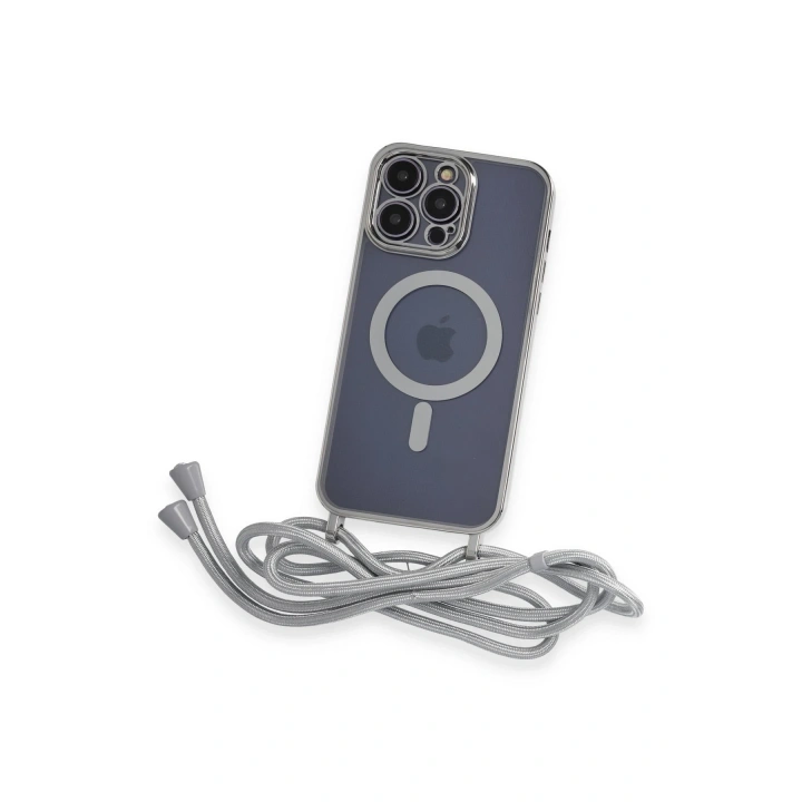 BFS  iPhone 13 Pro Kılıf Divo Lazer Askılı Magsafe Kapak - Gümüş