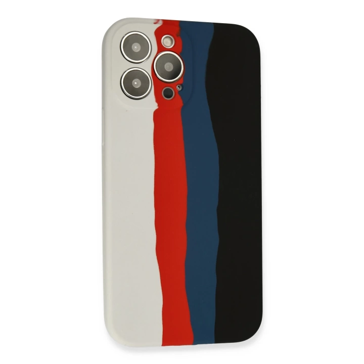BFS  iPhone 13 Pro Kılıf Ebruli Lansman Silikon - Beyaz-Siyah