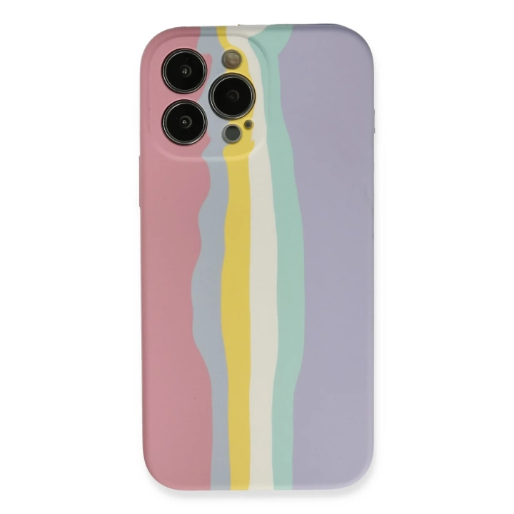 BFS  iPhone 13 Pro Kılıf Ebruli Lansman Silikon - Pembe-Lila