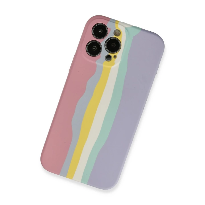 BFS  iPhone 13 Pro Kılıf Ebruli Lansman Silikon - Pembe-Lila