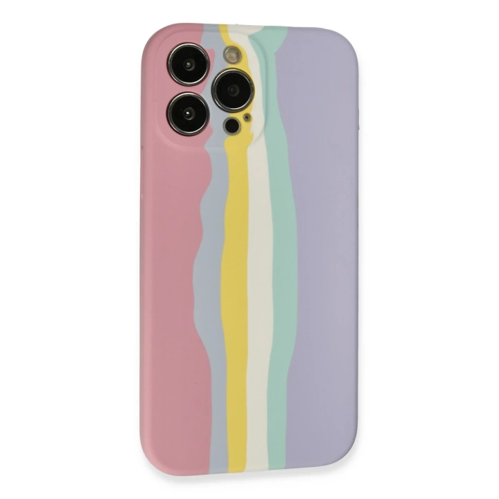 BFS  iPhone 13 Pro Kılıf Ebruli Lansman Silikon - Pembe-Lila