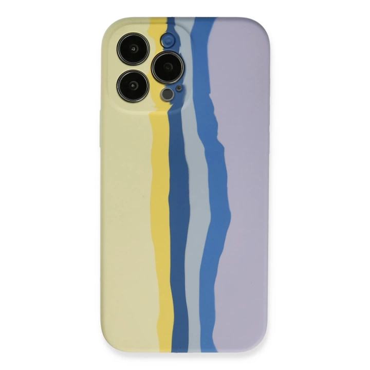 BFS  iPhone 13 Pro Kılıf Ebruli Lansman Silikon - Sarı-Lila