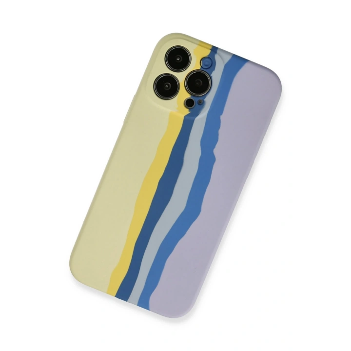 BFS  iPhone 13 Pro Kılıf Ebruli Lansman Silikon - Sarı-Lila