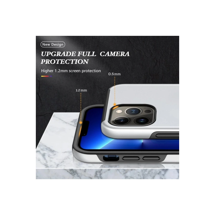 BFS  iPhone 13 Pro Kılıf Elit Yüzüklü Kapak - Gümüş