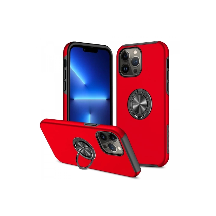 BFS  iPhone 13 Pro Kılıf Elit Yüzüklü Kapak - Kırmızı
