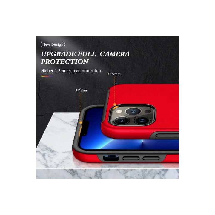 BFS  iPhone 13 Pro Kılıf Elit Yüzüklü Kapak - Kırmızı