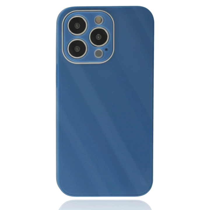 BFS  iPhone 13 Pro Kılıf Glass Kapak - Mavi