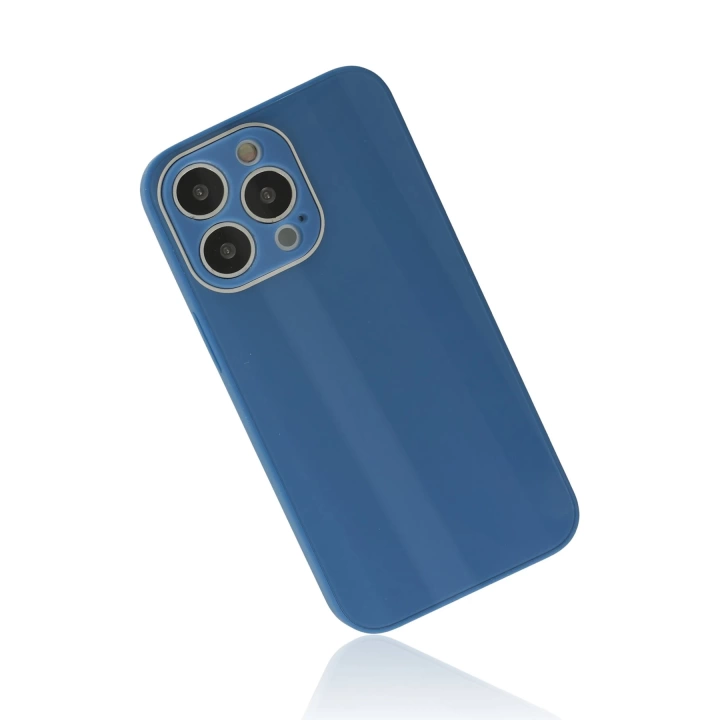 BFS  iPhone 13 Pro Kılıf Glass Kapak - Mavi