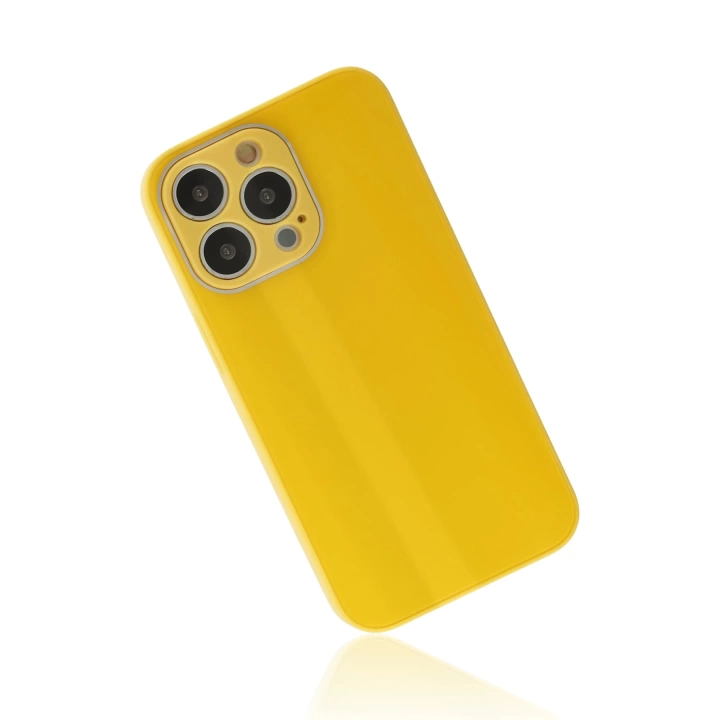 BFS  iPhone 13 Pro Kılıf Glass Kapak - Sarı