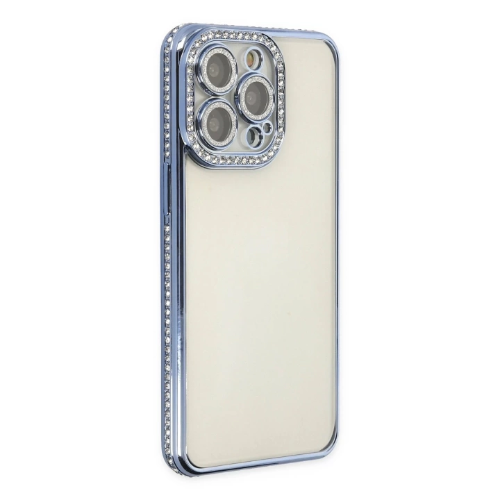 BFS  iPhone 13 Pro Kılıf Joke Taşlı Silikon - Mavi