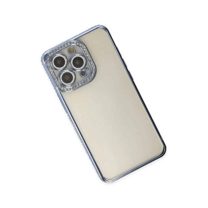 BFS  iPhone 13 Pro Kılıf Joke Taşlı Silikon - Mavi