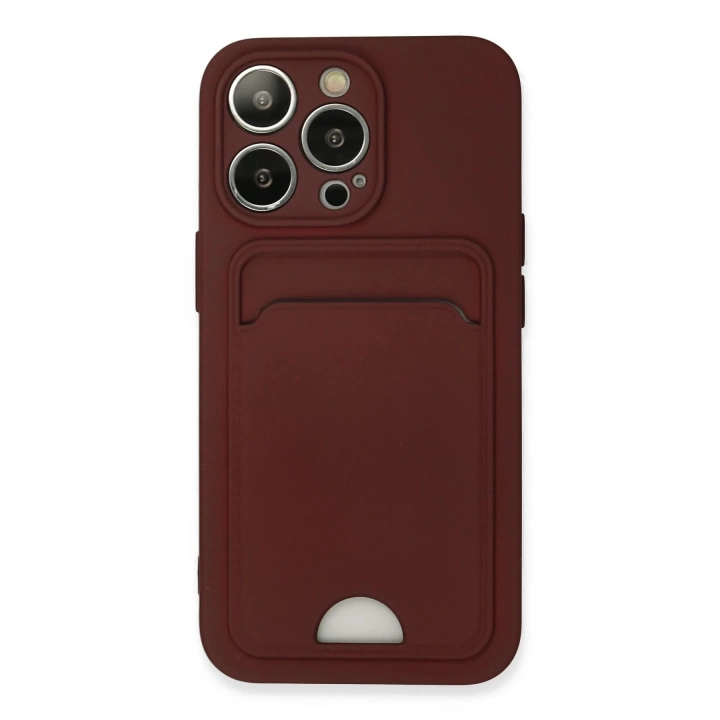 BFS  iPhone 13 Pro Kılıf Kelvin Kartvizitli Silikon - Bordo
