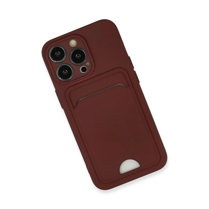 BFS  iPhone 13 Pro Kılıf Kelvin Kartvizitli Silikon - Bordo