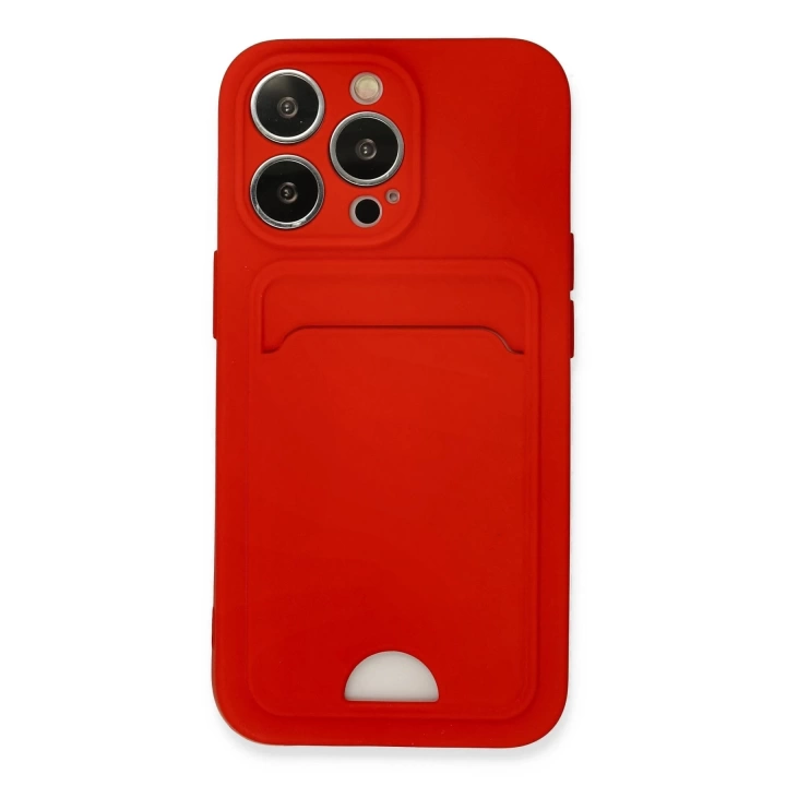 BFS  iPhone 13 Pro Kılıf Kelvin Kartvizitli Silikon - Kırmızı
