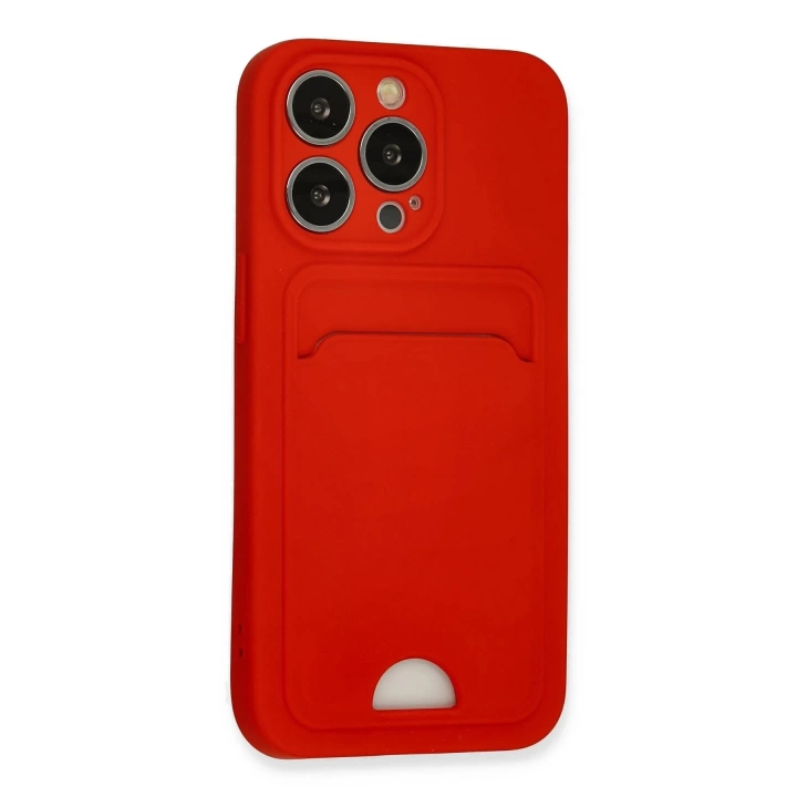 BFS  iPhone 13 Pro Kılıf Kelvin Kartvizitli Silikon - Kırmızı
