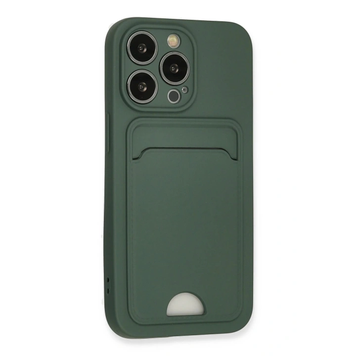 BFS iPhone 13 Pro Kılıf Kelvin Kartvizitli Silikon - Koyu Yeşil