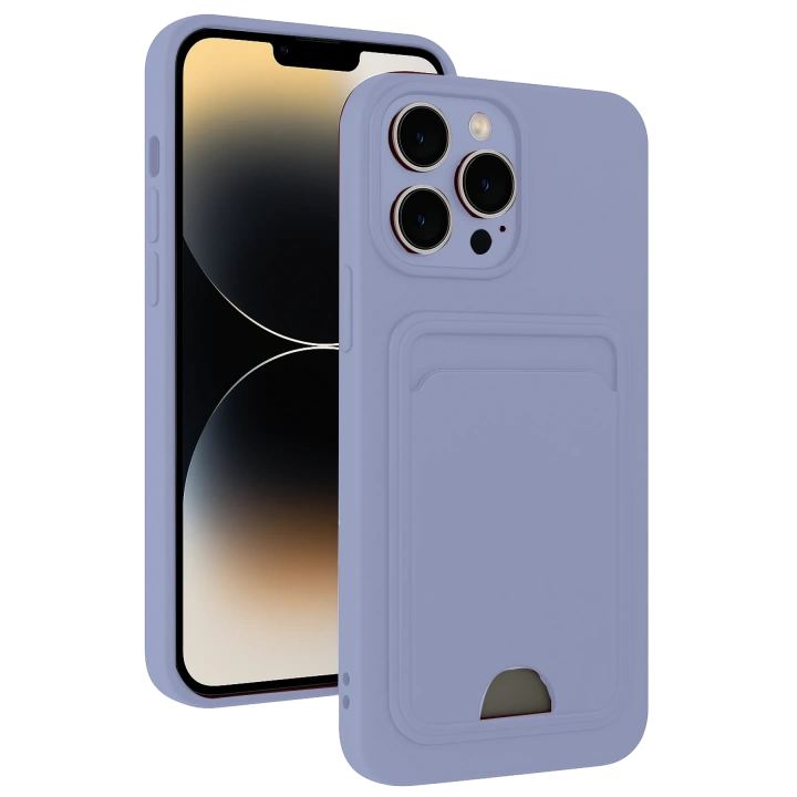 BFS  iPhone 13 Pro Kılıf Kelvin Kartvizitli Silikon - Lila