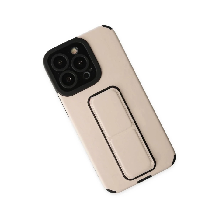 BFS  iPhone 13 Pro Kılıf Mega Standlı Silikon - Gold