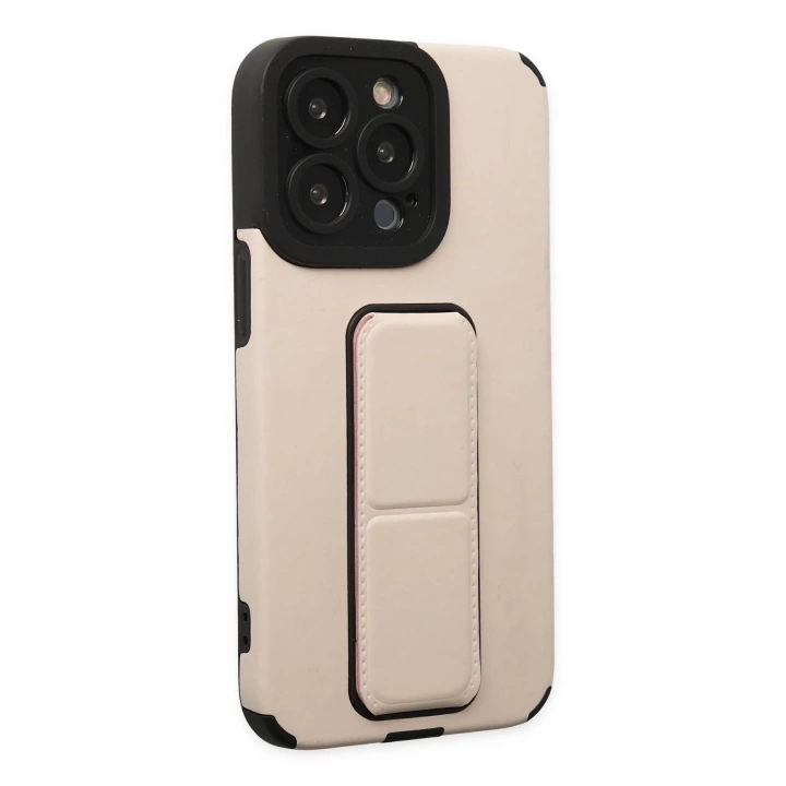 BFS  iPhone 13 Pro Kılıf Mega Standlı Silikon - Gold
