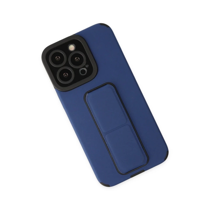 BFS  iPhone 13 Pro Kılıf Mega Standlı Silikon - Mavi