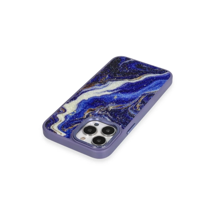 BFS  iPhone 13 Pro Kılıf Moda Simli Kapak - Mavi