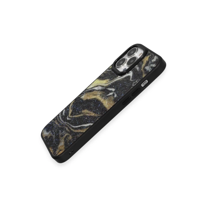 BFS  iPhone 13 Pro Kılıf Moda Simli Kapak - Siyah