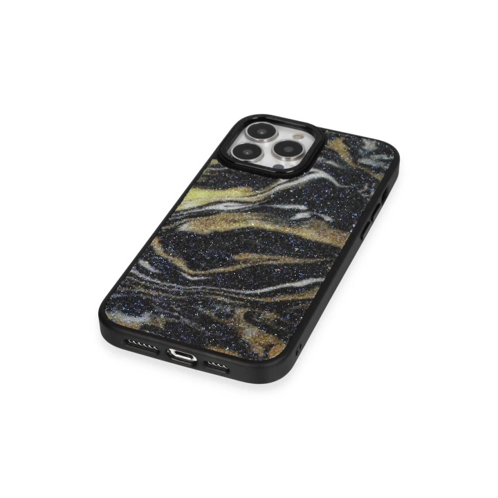 BFS  iPhone 13 Pro Kılıf Moda Simli Kapak - Siyah