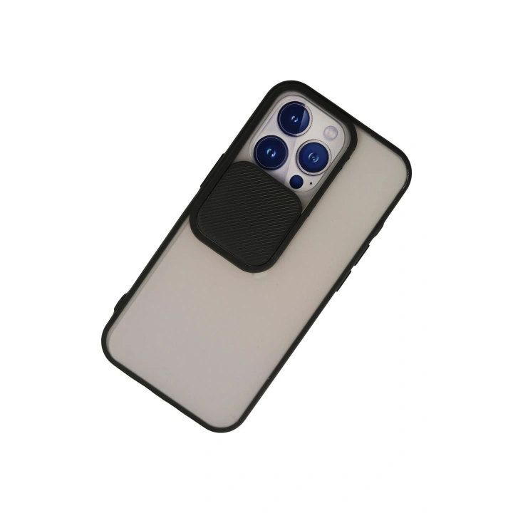 BFS  iPhone 13 Pro Kılıf Palm Buzlu Kamera Sürgülü Silikon - Siyah