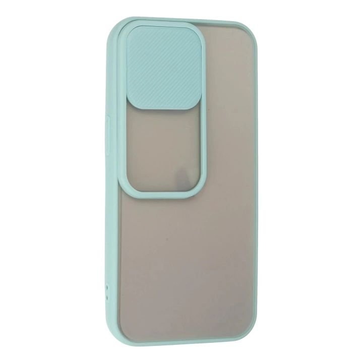 BFS  iPhone 13 Pro Kılıf Palm Buzlu Kamera Sürgülü Silikon - Turkuaz