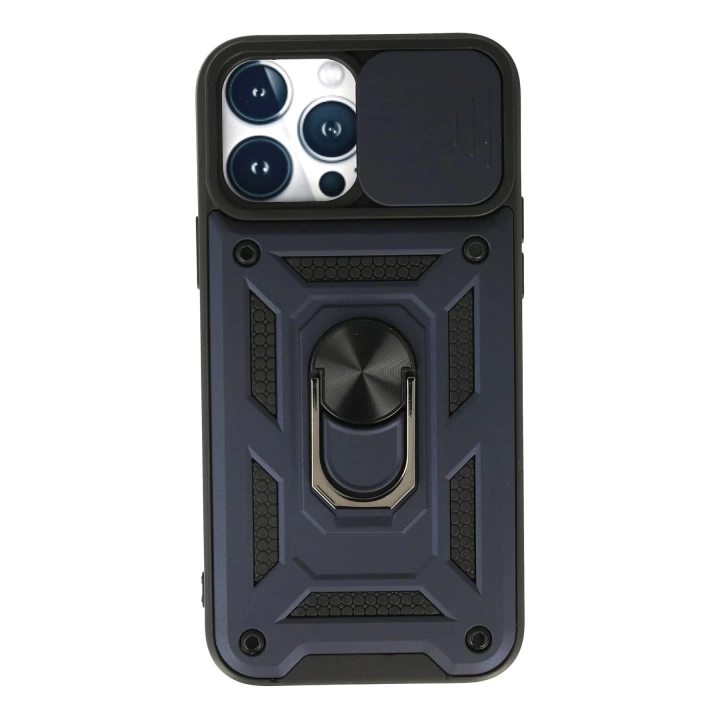 BFS  iPhone 13 Pro Kılıf Pars Lens Yüzüklü Silikon - Lacivert