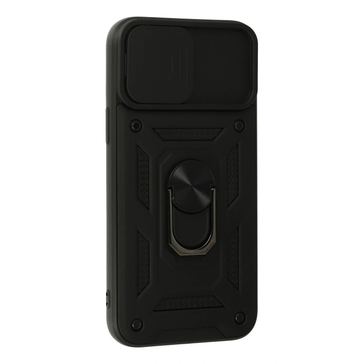 BFS  iPhone 13 Pro Kılıf Pars Lens Yüzüklü Silikon - Siyah