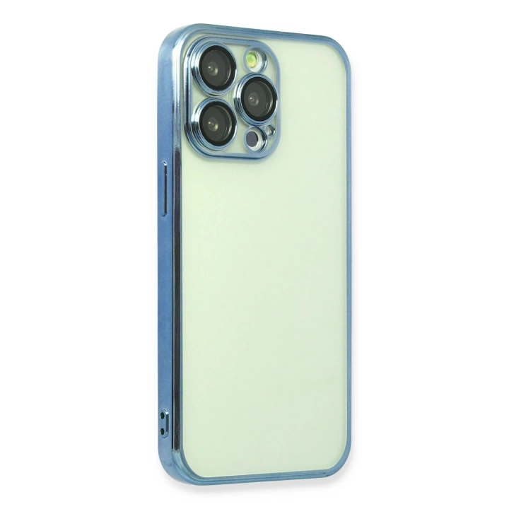 BFS  iPhone 13 Pro Kılıf Razer Lensli Silikon - Açık Mavi