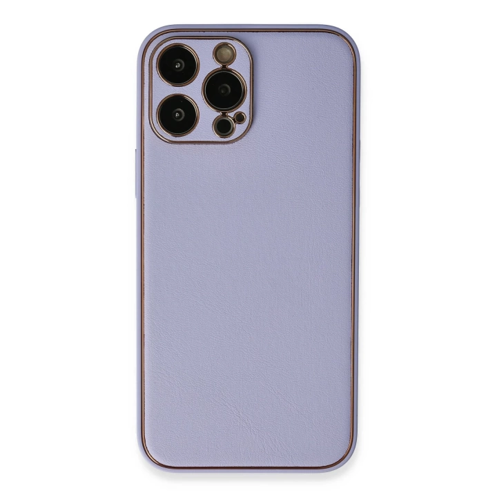 BFS  iPhone 13 Pro Max Kılıf Coco Deri Silikon Kapak - Açık Lila