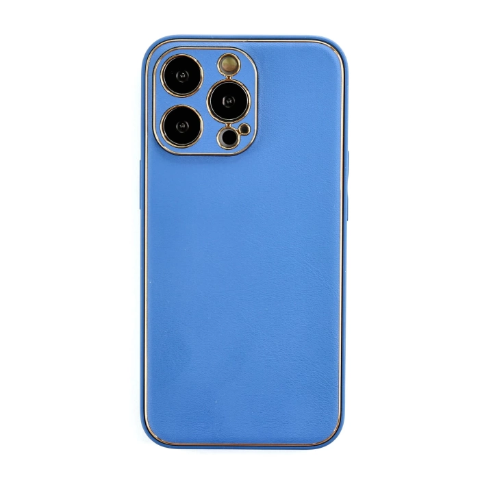 BFS  iPhone 13 Pro Max Kılıf Coco Deri Silikon Kapak - Açık Mavi