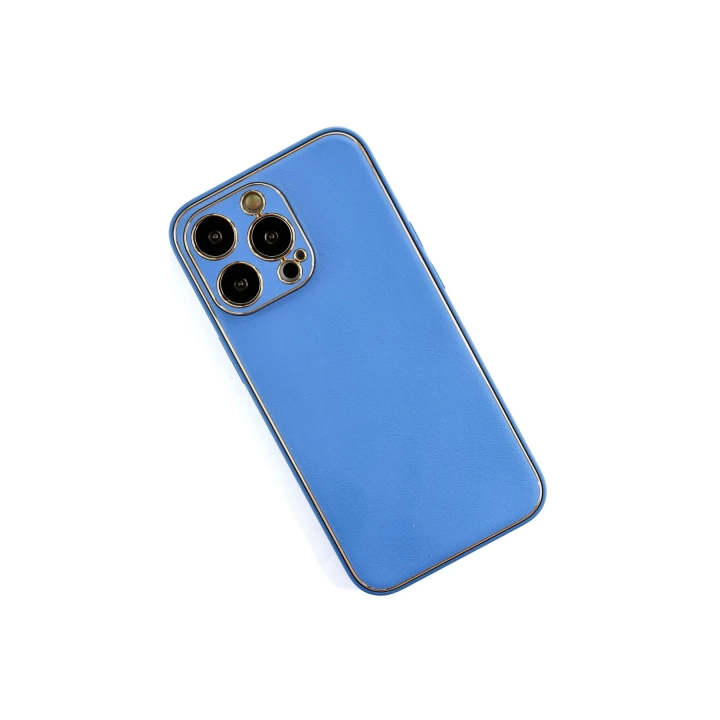 BFS  iPhone 13 Pro Max Kılıf Coco Deri Silikon Kapak - Açık Mavi