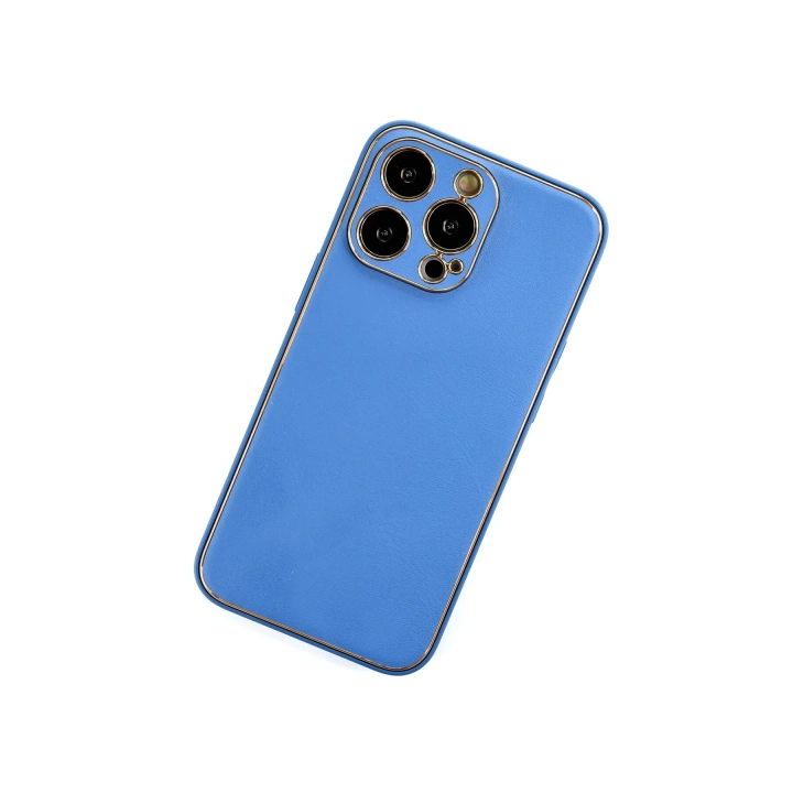 BFS  iPhone 13 Pro Max Kılıf Coco Deri Silikon Kapak - Açık Mavi